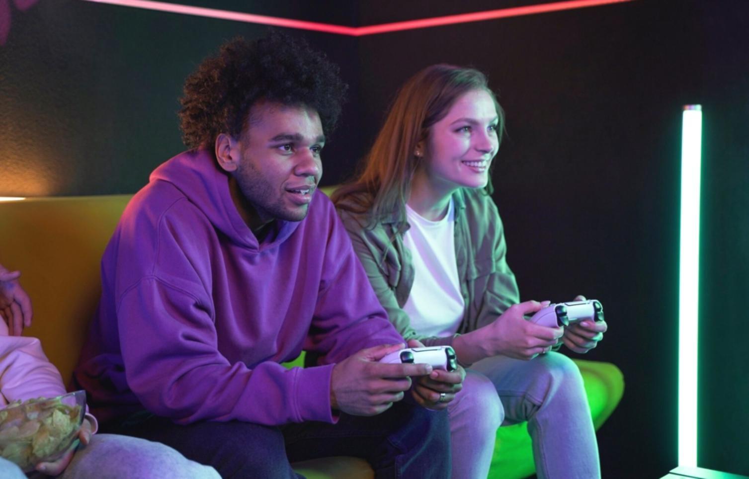 Students practicing competitive gaming techniques in modern training environment